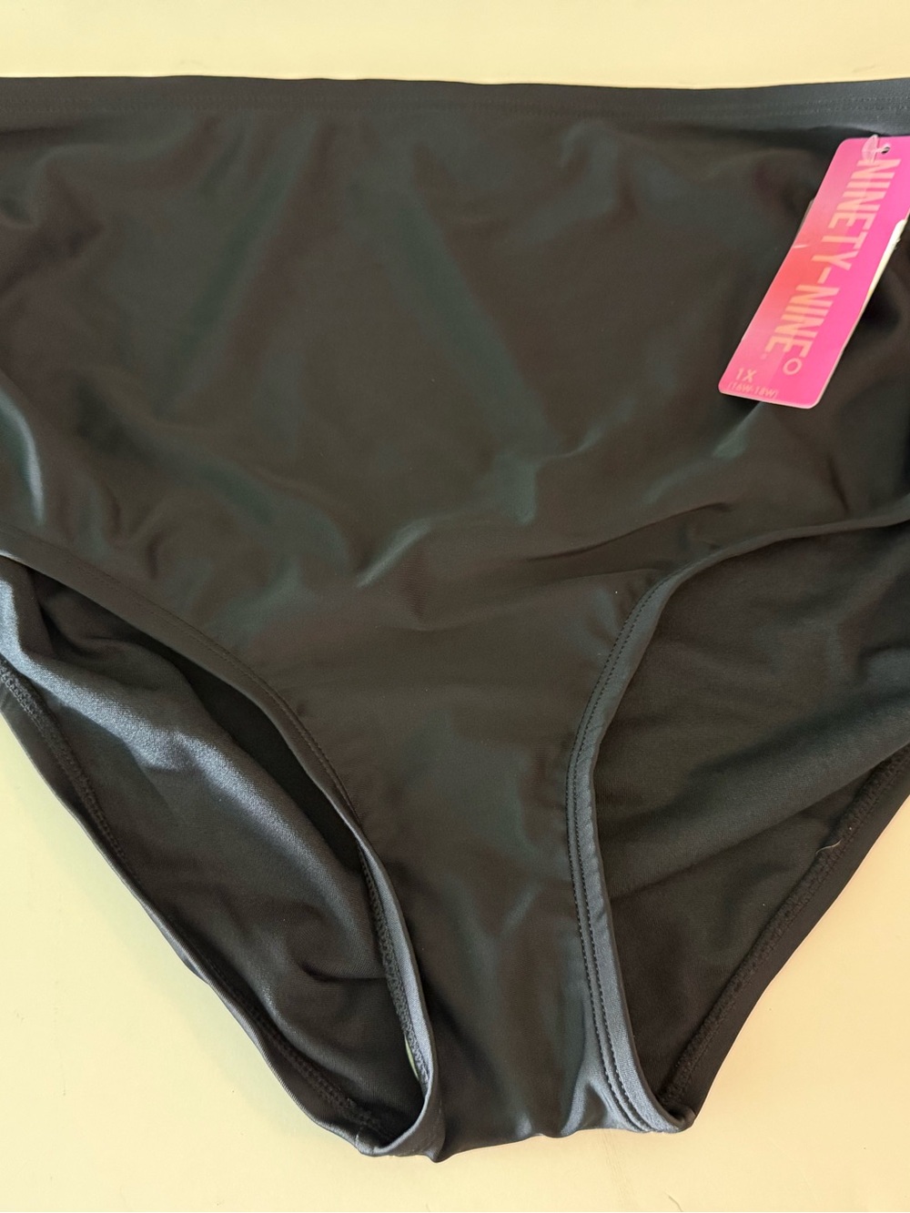 Ninety Black womens High-Waist Bikini Bottoms NWT